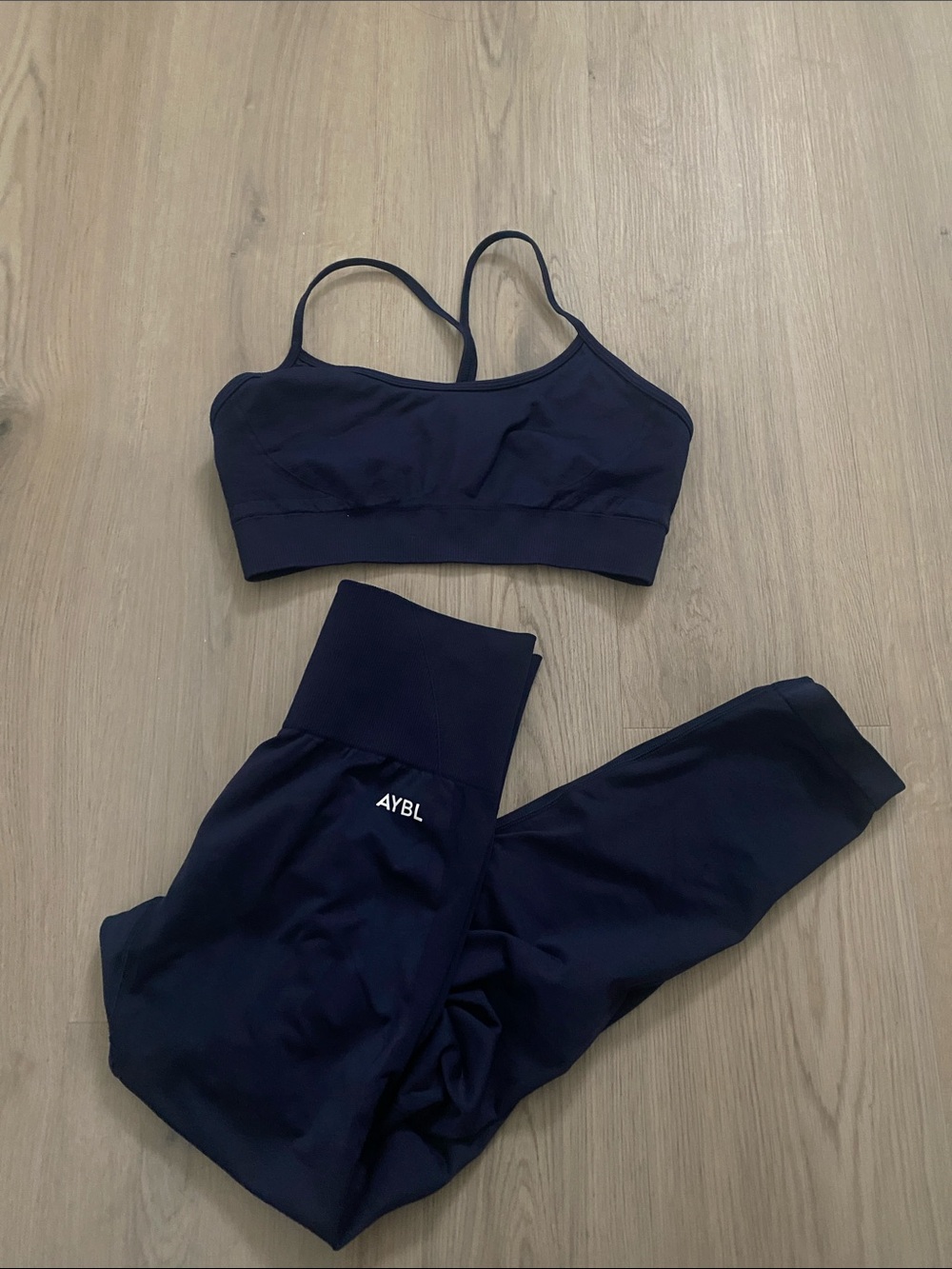 AYBL Navy Performance Sports Bra and  Leggings with High Waist